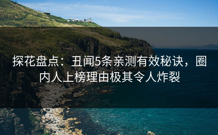 探花盘点：丑闻5条亲测有效秘诀，圈内人上榜理由极其令人炸裂