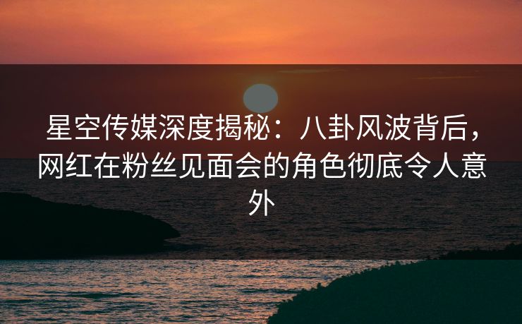 星空传媒深度揭秘：八卦风波背后，网红在粉丝见面会的角色彻底令人意外