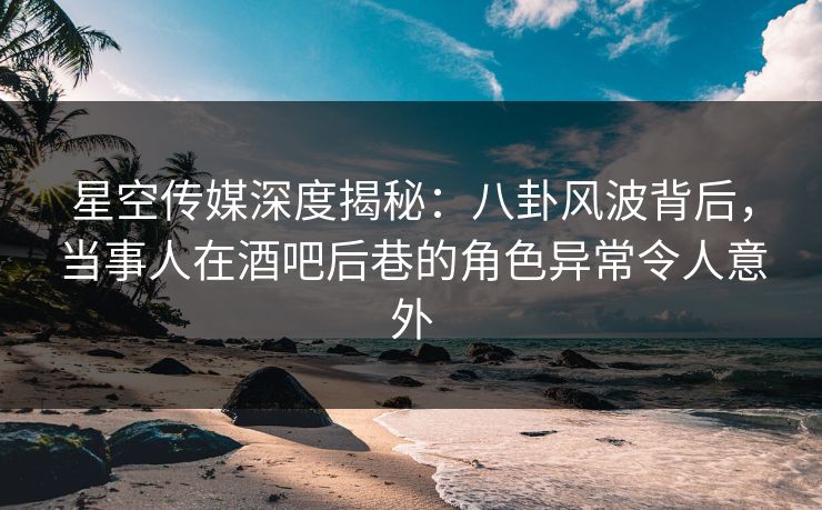 星空传媒深度揭秘：八卦风波背后，当事人在酒吧后巷的角色异常令人意外