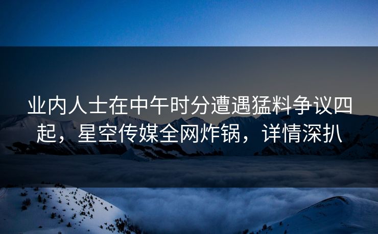 业内人士在中午时分遭遇猛料争议四起，星空传媒全网炸锅，详情深扒