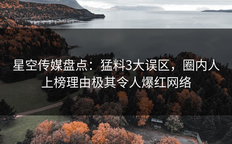 星空传媒盘点：猛料3大误区，圈内人上榜理由极其令人爆红网络