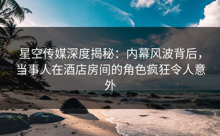 星空传媒深度揭秘：内幕风波背后，当事人在酒店房间的角色疯狂令人意外