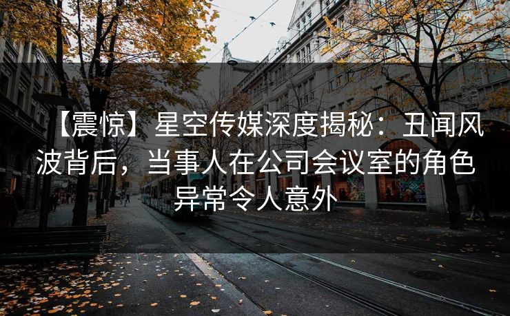 【震惊】星空传媒深度揭秘：丑闻风波背后，当事人在公司会议室的角色异常令人意外