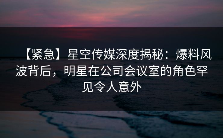 【紧急】星空传媒深度揭秘：爆料风波背后，明星在公司会议室的角色罕见令人意外