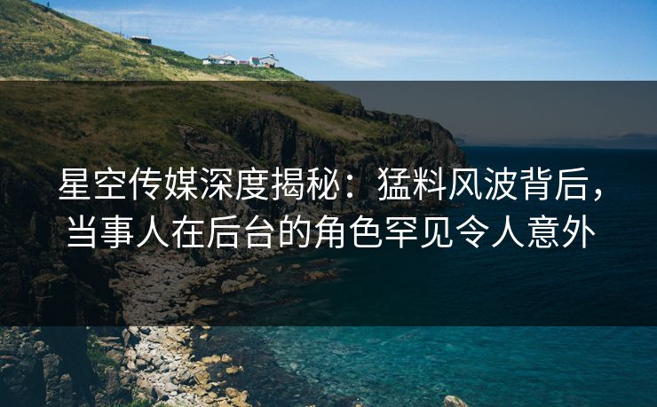星空传媒深度揭秘：猛料风波背后，当事人在后台的角色罕见令人意外