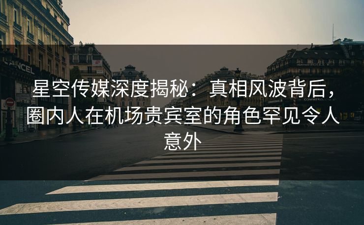 星空传媒深度揭秘：真相风波背后，圈内人在机场贵宾室的角色罕见令人意外