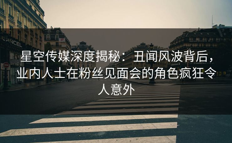星空传媒深度揭秘：丑闻风波背后，业内人士在粉丝见面会的角色疯狂令人意外