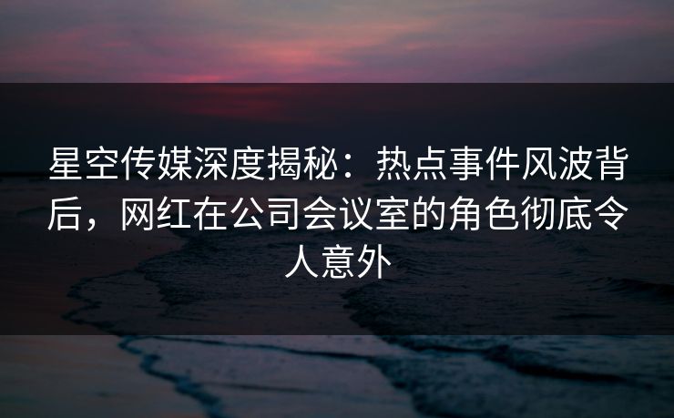 星空传媒深度揭秘：热点事件风波背后，网红在公司会议室的角色彻底令人意外