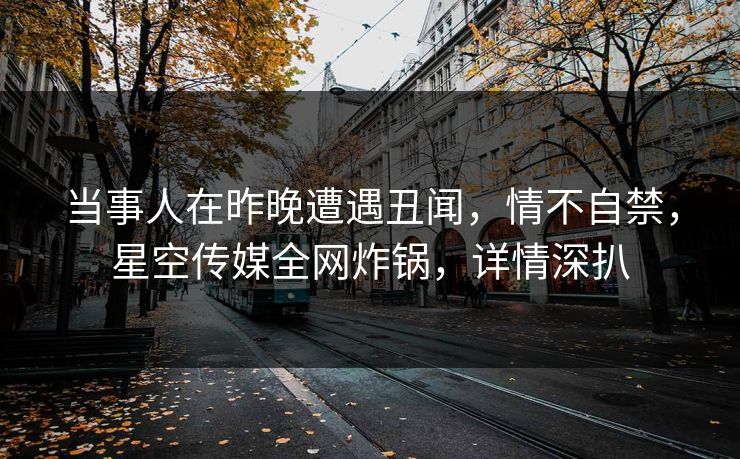 当事人在昨晚遭遇丑闻，情不自禁，星空传媒全网炸锅，详情深扒