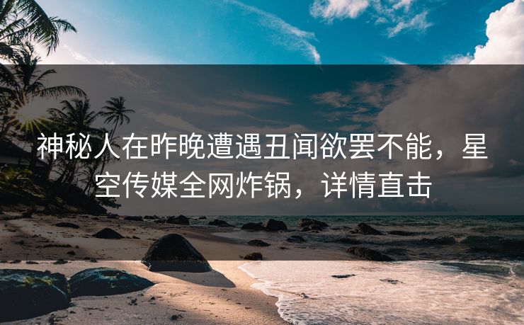 神秘人在昨晚遭遇丑闻欲罢不能，星空传媒全网炸锅，详情直击