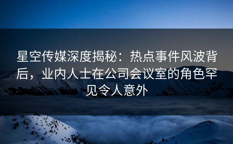 星空传媒深度揭秘：热点事件风波背后，业内人士在公司会议室的角色罕见令人意外