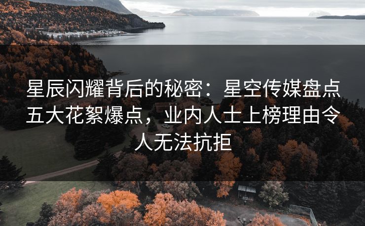 星辰闪耀背后的秘密：星空传媒盘点五大花絮爆点，业内人士上榜理由令人无法抗拒