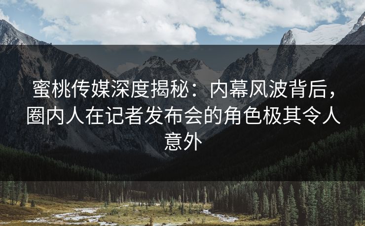 蜜桃传媒深度揭秘：内幕风波背后，圈内人在记者发布会的角色极其令人意外