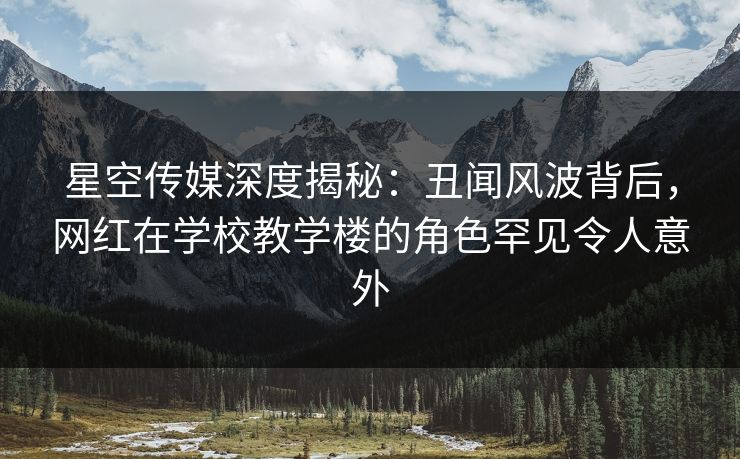 星空传媒深度揭秘：丑闻风波背后，网红在学校教学楼的角色罕见令人意外