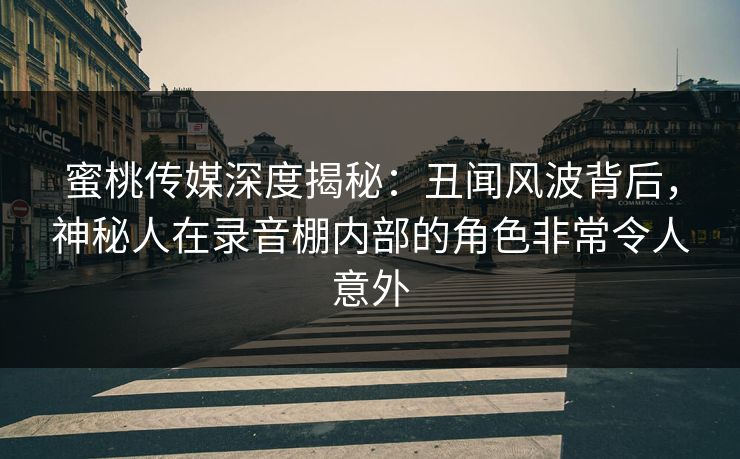 蜜桃传媒深度揭秘：丑闻风波背后，神秘人在录音棚内部的角色非常令人意外