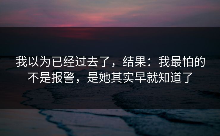 我以为已经过去了，结果：我最怕的不是报警，是她其实早就知道了