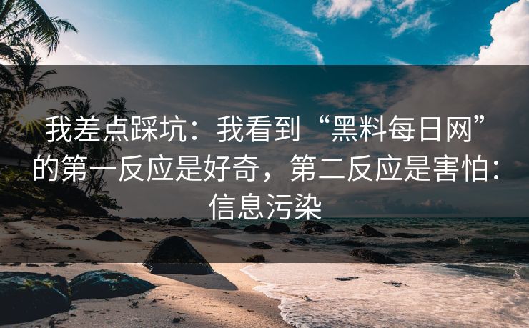 我差点踩坑：我看到“黑料每日网”的第一反应是好奇，第二反应是害怕：信息污染